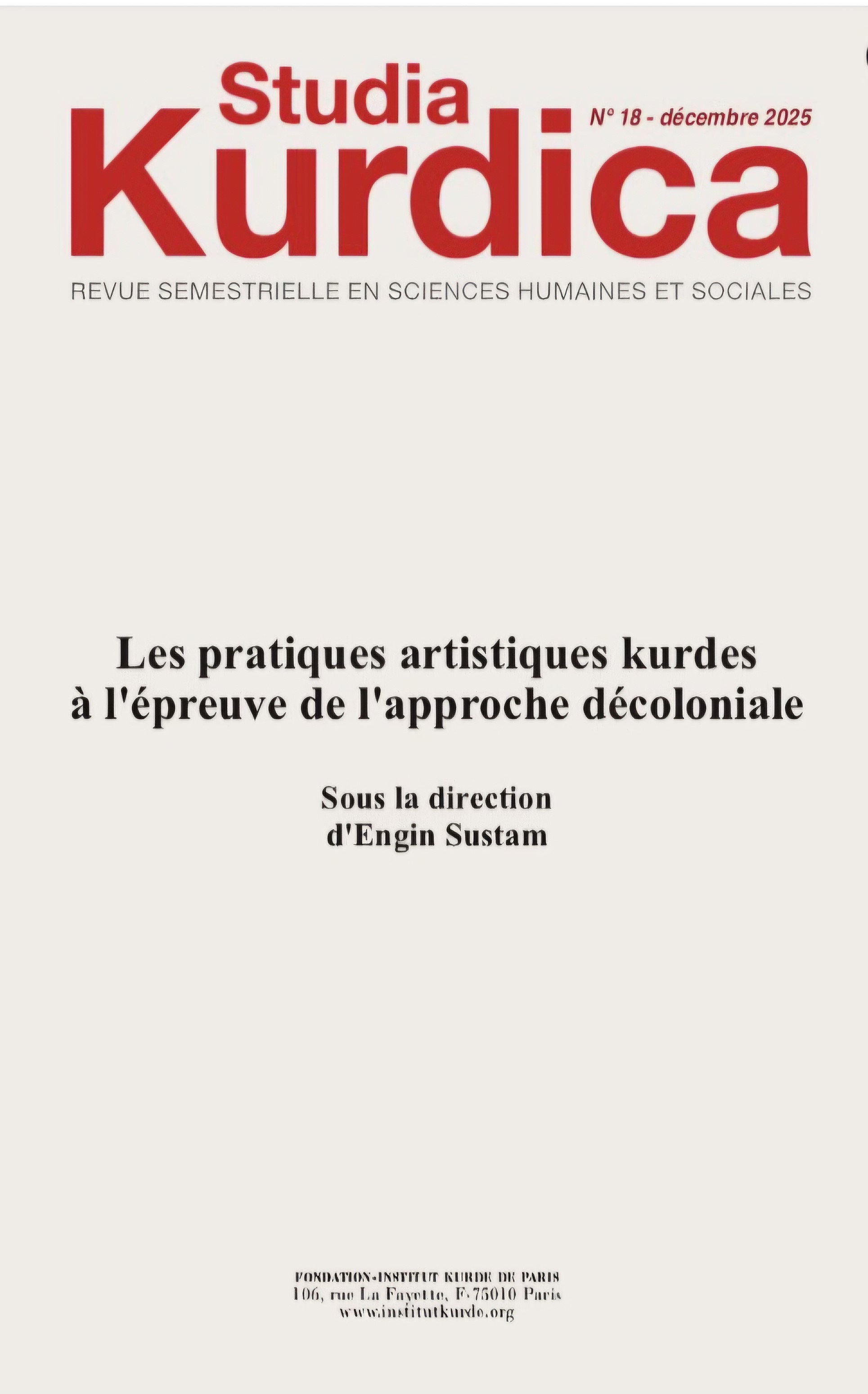 Couverture de Revue Studia Kurdica